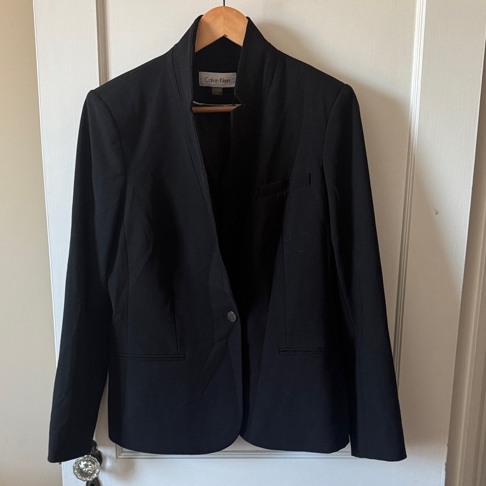 Calvin Klein Black Women's Single-Button Open-Front Blazer